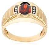 10k Yellow Gold Garnet and Diamond Men