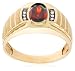 10k Yellow Gold Garnet and Diamond Men's Ring