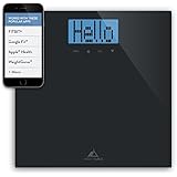 Weight Gurus Digital Bathroom Scale with Large Backlit LCD and Smartphone Tracking (Black)