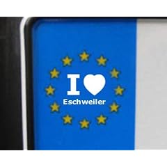 4 Aufkleber - WEI� - I love Eschweiler - Nummernschild, Spiegel, Handy Sticker