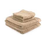 Pure Cotton 600gsm Hand Towels Set of 2 with Face Cloths Mocha 50cm x 90cm