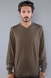 RVCA The Elroy V-Neck Sweater in Military Green,Sweaters for Men