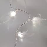 Fairy Lights, White Fluffy Feathers, 24 Warm White LEDS