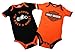 Harley-Davidson Boys Baby Twin Pack Creeper My Daddy Rides a Harley Orange
