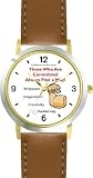Habit 1 - Those Committed #2 (English Text) - DELUXE TWO-TONE WATCH from THE 7 HABITS - WATCH COLLECTION BY WATCHBUDDY&reg; - Arabic Numbers - Brown Leather Strap-Size-Large ( Men's Size or Jumbo Women's Size )