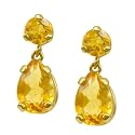14k Yellow Gold Citrine Pear Dangle Earrings