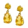14k Yellow Gold Citrine Pear Dangle Earrings