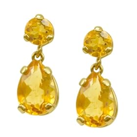 14k Yellow Gold Citrine Pear Dangle Earrings by