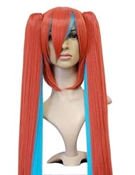 Amybria Anime Cosplay Orange Blue - Vocaloid Mrs Pumpkin Miku Straight Removable Long Wig Full Hair