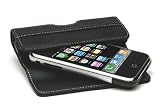 QuickFlipCase for iPhone and iPhone 3G, Grantwood Technology's Premium Leather Horizontal Flip Case (Black)