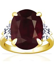 18K Yellow Gold Cushion Cut Ruby Three Stone Ring