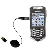 Retractable USB Cable for the Blackberry 7105t with Power Hot Sync and Charge capabilities - Gomadic Brand w/ TipExchange Technology
