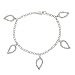 Sterling Silver .925 Simulated Diamond cz Leaf Dangle Rolo Link Charm Bracelet Bridal Wedding Bridesmaids Gift