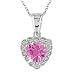 10K White Gold .07 ctw Diamond and Pink Topaz Heart Pendant