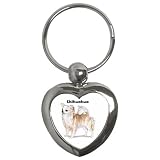 Chihuahua Long Hair Key Chain (Heart)