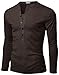 Doublju Mens Long Sleeve Henley T-Shirts with Button Placket, Brown US Medium/Asia Large