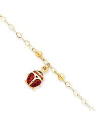 10 Inch 14k Gold Adjustable Enameled Ladybug Anklet