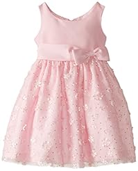 Girls Bateau Neck Sequined Applique  Sleeveless Floral Print Fit-and-Flare Full-Skirt Polyester  Dress With a Bow(s)