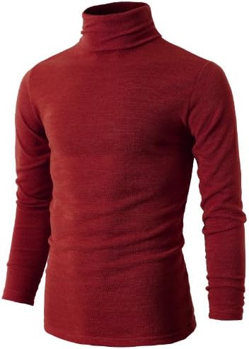 H2H Mens Basic Knitted Turtleneck Pullover Sweaters of Various Colors