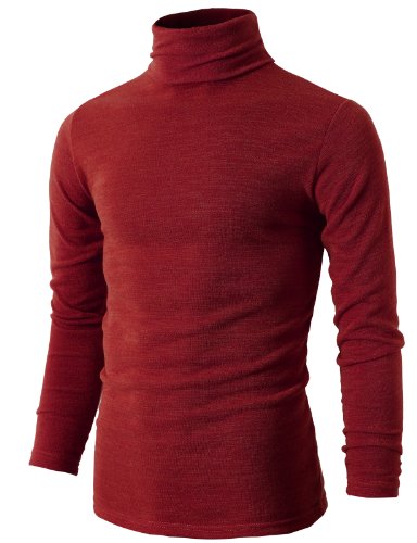 H2H Mens Basic Knitted Turtleneck Pullover Sweaters of Various Colors