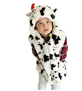 Unisex-Child Plush Animal Hoody Vest Costumes Cow Vest (S)