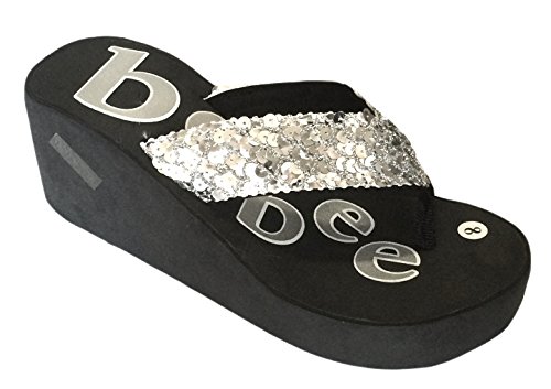 Womens FLIP FLOPS Summer Flats Thong Studded Bling Platform Sandals Shoes 5-10