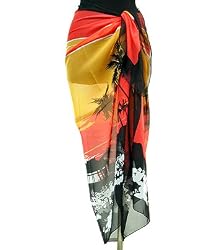 Red Yellow Black Pareo Beach Wrap Sarong Beach Design 42"x60"