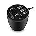 Moobom 3 USB Ports Cup Car Charger with 2 Sockets Cigarette Lighter for Apple Android Windows Smartphones Tablets