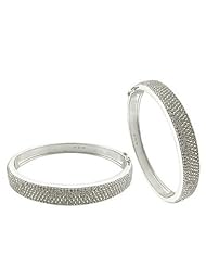 Micro Pave White CZ Fold Over Bangle