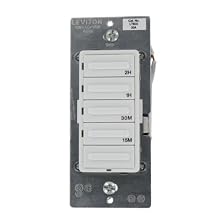Leviton LTB02-1LZ Decora 1800W Incandescent/20A Resistive-Inductive 1HP Preset 15-30-60-120 Minute Countdown Timer Switch, White/Ivory/Light Almond