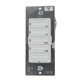 Leviton LTB02-1LZ Decora 120/60/30/15 Minute Electronic Timer Switch, White/Ivory/Light Almond