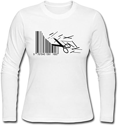 LINEINKE Scissors Code Long Sleeve T-Shirt For Women White