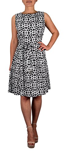 Peach Couture Geometric Floral Pattern Vintage A Line Sleeveless Work Dresses
