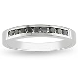 Sterling Silver 1/4 CT TDW Black Diamond Black Rhodium Plated Fashion Ring