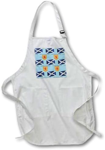 777images Flags and Maps - Europe - Scotland flag, coat of arms and motto pattern on light blue background - BLACK Full Length Apron with Pockets 22w x 30l (apr_165747_4)