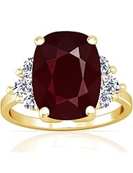 14K Yellow Gold Cushion Cut Ruby Fana Designer Ring