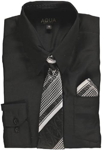 Aqua by Enrico Rossini Big Boys' Dress Shirt Set - black, 20