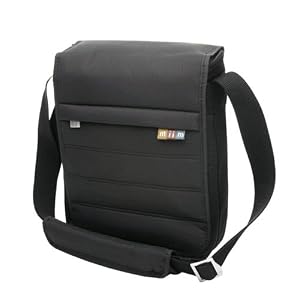 Padded Vertical Mobile Messenger Bag (Black) to Protect the Amazon Kindle 2 / Kindle 2 International E-Book Reader