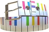 White Rainbow Piano Printed Imitation Leather Belt