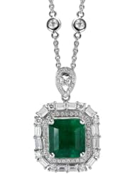 Emerald and Diamond Pendant in 14K Gold (NEW COLLECTION)