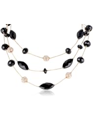Nine West "Seeing Stars" Gold-Tone Jet Pave 3 Row Illusion Necklace,16.5"+2" extender