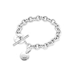 Inori 9 Inch Stainless Steel Circle Enclosed Heart Charm Bracelet