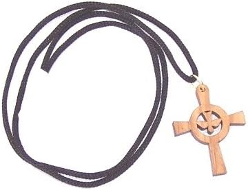 Dove with Cross - olive wood necklace, necklace is 60cm long - 23.5 inches )
