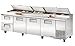 True TPP-119D-2 Refrigerated Pizza Prep Table 119"W, Three Doors & Two Drawers, (15) 1/3 Size Pans