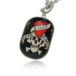 Tattoo Glass Metal Love Kills Slowly Pendant Fashion Necklace