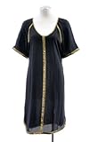 BCBG MaxAzria Black Scoop Neck Shift Dress With Gold Trim Small