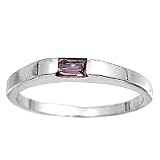 Sterling Silver Baby Ring with Amethyst CZ - 2mm Band Width - 1mm Face Height - Sizes: 1-4