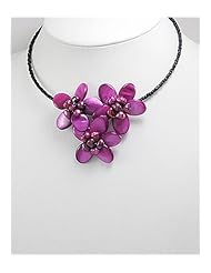 Flower Dyed Mother of Pearl Necklace In Zinc