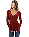 PattyBoutik Women's V Neck Empire Waist Long Sleeve Blouse