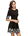 Floerns Women's Casual Half Sleeve Embroidered Flare Dress